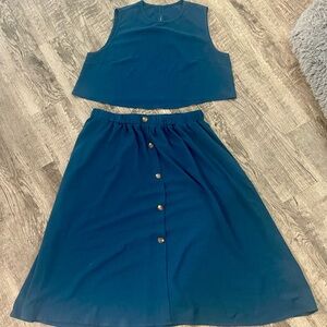 SHEIN Blue 2 Piece Skirt Set
